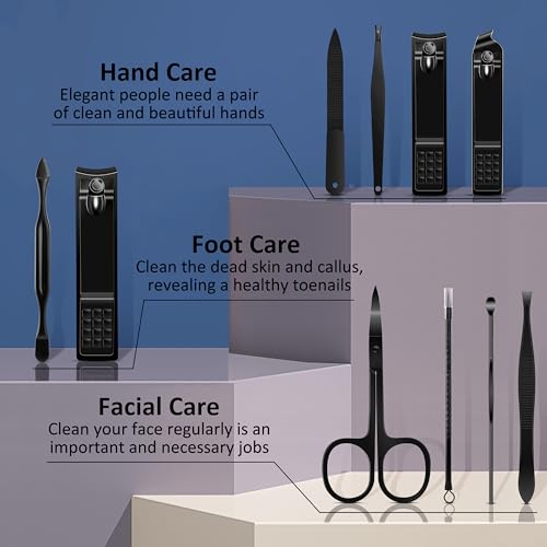 BLESWIN 10-Piece Manicure Pedicure Set with Leather Case