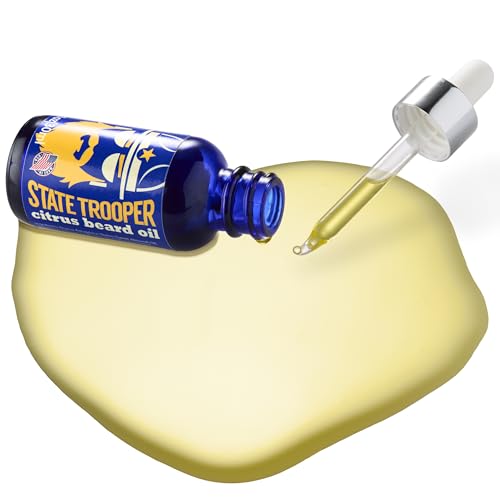State Trooper Leave-In Beard Oil & Conditioner ? Citrus Scent ? Softens & Hydrates Dry, Coarse Beard Hair ? With Organic Argan, Jojoba, Sweet Almond & Vitamin E ? 1 Fluid Ounce | Non-greasy feel, Softens coarse, Tames flyaways, Skin comfort, Citrus scent