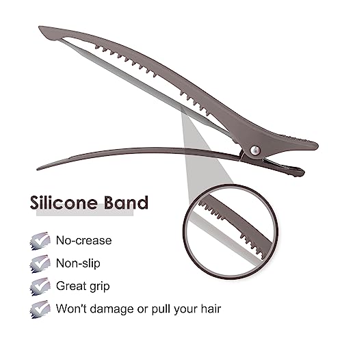 AIMIKE No Crease Duck Billed Hair Clips with Silicone Band 12pc Set