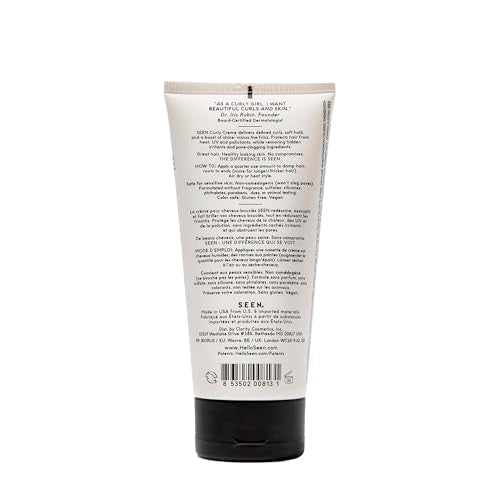 SEEN Fragrance-Free Curly Creme for Sensitive Skin - Non-Comedogenic, Anti-Frizz Hair Styling Cream