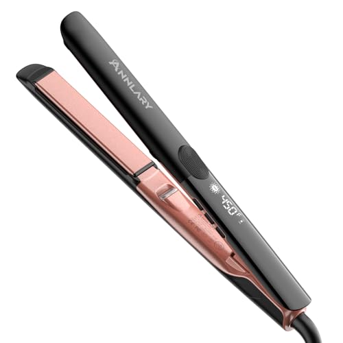 ANNLARY 1 Inch Titanium Ceramic Flat Iron Straightener and Curler 2 in 1