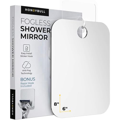 Fogless Shower Mirror with Razor Hook - No Drill Mount