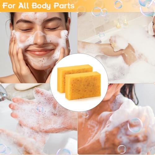 Kojic Acid Soap,Lemon Turmeric Soap Bar with Vitamin C for Face and Body Handmade 2pc