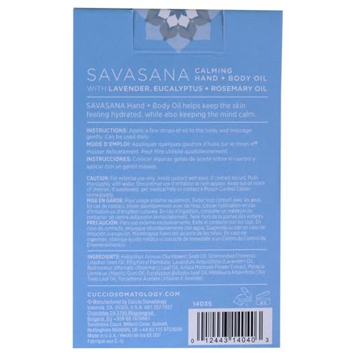 cuccio SOMATOLOGY Savasana Calming Hand and Body Oil - Intensely Moisturizing And Hydrating Blend - Made With Lavender, Eucalyptus, And Rosemary Oils - Soothe Your Mind And Nourish Your Body - 2.5 Oz