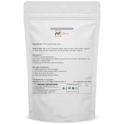 100% Natural Light Kaolin Clay Powder for Facial Masks, Creams, Face Masks, and Soap Making 0.5Lbs
