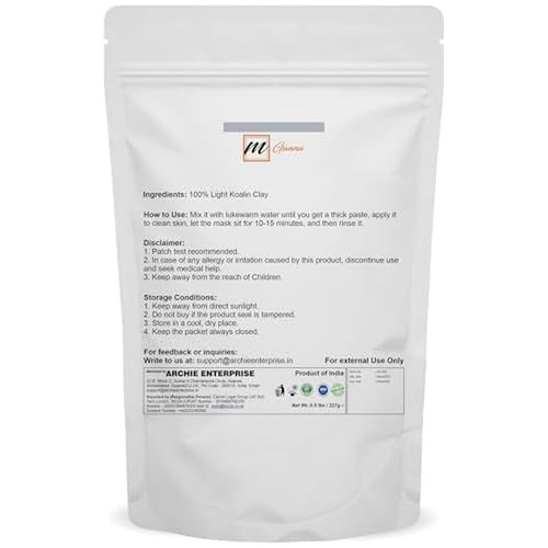 100% Natural Light Kaolin Clay Powder for Facial Masks, Creams, Face Masks, and Soap Making 0.5Lbs