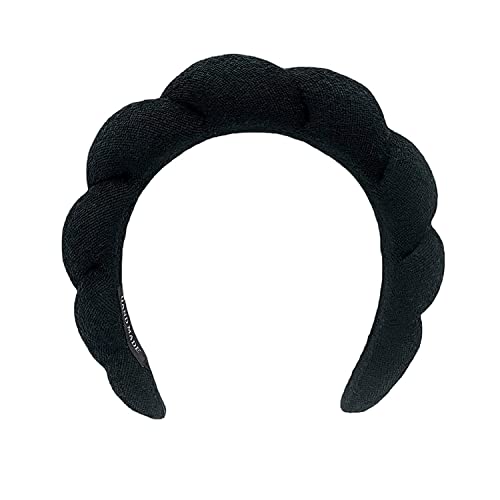 BLAISTER Skincare Headband for Women, Spa Headband, Makeup Headband for Washing Face, Soft Towel Headband for Facial Mask, Cute Hairband for Shower (Black)