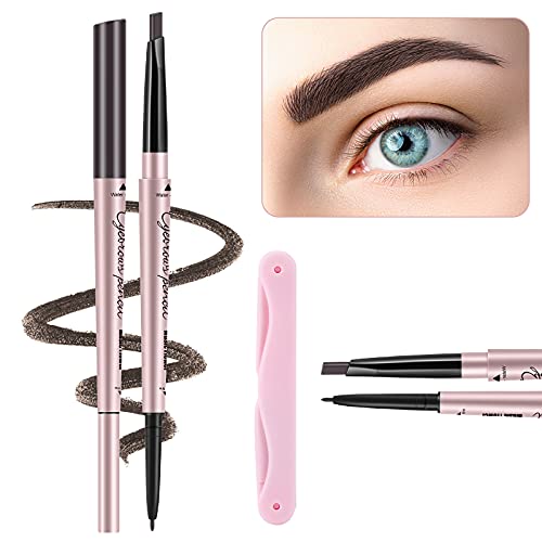 Dual-End Eyebrow Pencil with Trimmer - Waterproof Dark Brown