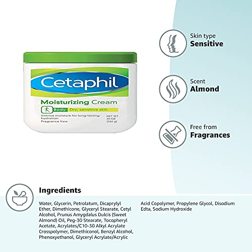 Cetaphil Moisturizing Cream for Dry, Sensitive Skin, Fragrance Free, Non-comedogenic, 20 Oz Each (Pack of 2) packaging may vary