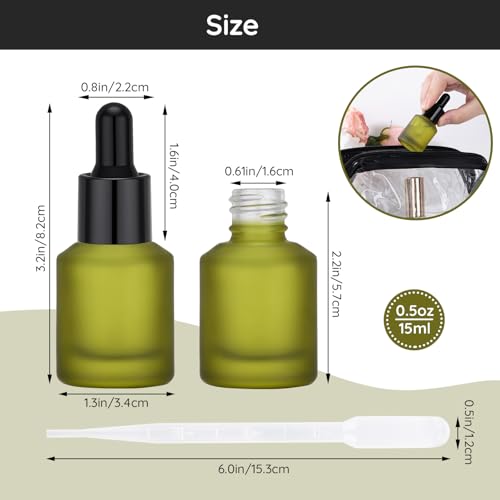 Segbeauty 15ml Frosted Glass Dropper Bottles (4-Pack) Essential Oil