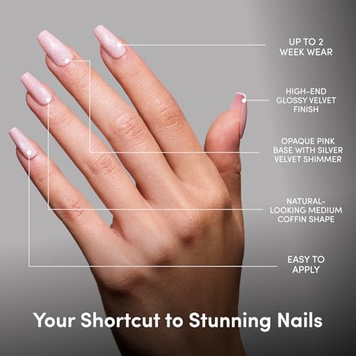 Glamnetic Medium Coffin Press On Nails - Velvet Pink Shimmer