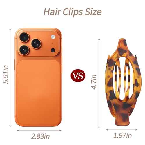 6 Packs Flat Claw Clips for Women, French Tortoise Shell Flat Hair Clip, Matte Hair Claws Clip for Thin Thick Hair, Lay Down Claws Clips, Durable Strong Hold Hair Clip, Christmas Gifts