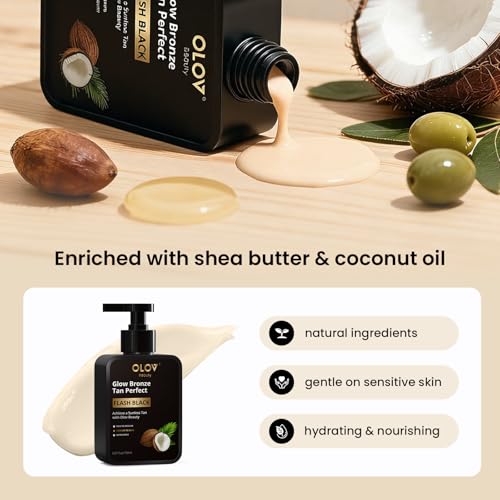 Self Tanning Lotion -Self Tanner with Shea Butter and Coconut Oil Natural Ingredients for Sensitive Skin Sunless&Moisturising Customisable Medium Dark Fake Tan (5.07 fl oz)