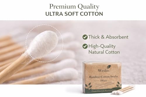 Bamboo Cotton Swabs 300 Count – Biodegradable Wooden Ear Swabs