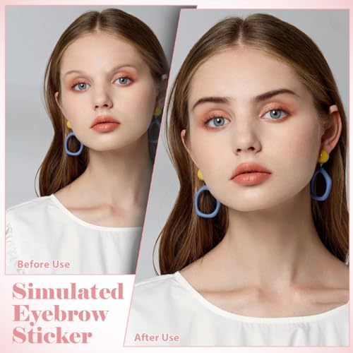 NOLITOY 3 Sheets 30 Pairs Eyebrow Sticker Waterproof, 3D Hair-Like Fake Eyebrows Transfers Stickers Peel Off Brows Grooming Shaping Makeup Sticker for Women Girls, Brown