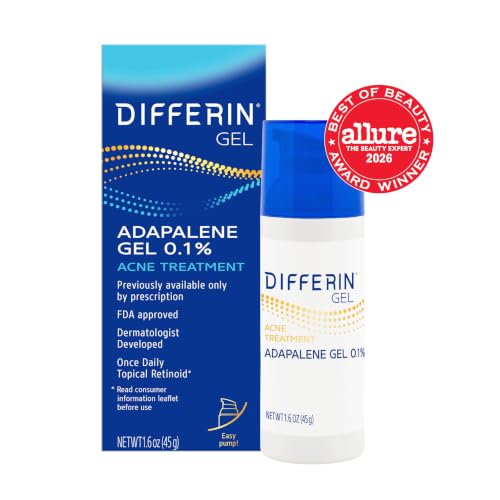 Differin Acne Retinoid Gel 0.1% Adapalene - 45g Single-Dose Pump, OTC Acne Treatment