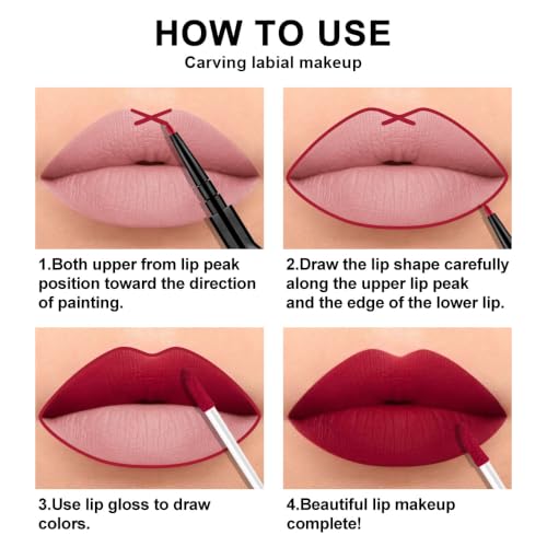 3-Piece Ruby Red Liquid Lipstick & Liner Set - 24HR Waterproof