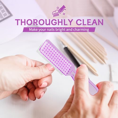 12 Pcs Pink Handle Nail Cleaning Brushes for Manicure & Pedicure