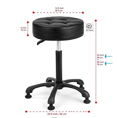Heavy Duty Adjustable Salon Stool Chair with Bell Glides, 22-30 in