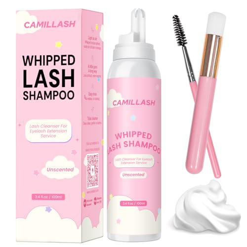 Whipped Lash Cream Shampoo Unscented Foam Cleanser | 100ml Eyelash Extension Cleaning Bath Kit | Salon&Home Use