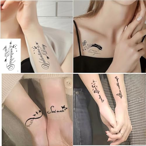60Sheets Temporary Tattoos Stickers Small Tattoos Women Men Finger Hands Tiny Mini Fake Tattoos Stickers Waterproof Body Art for Adult Neck Arms Legs Shoulder Back