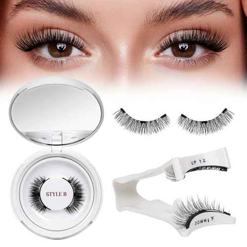QUEWEL Magnetic Eyelashes 1 Pair Reusable Magnetic Eyelashes with Applicator No Glue Needed Eyelashes Cat Eye Natural Look Lash Clusters Kit Easy to Wear and Remove(B07)