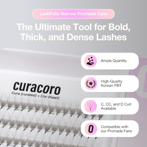 Curacoro LashFolio Narrow Promade Fans 8D-0.05 C Curl 12mm - High Volume Lash Extensions