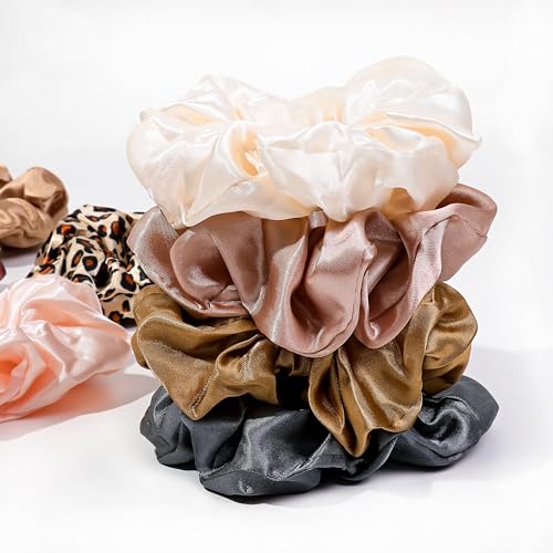 16 Satin Scrunchies for Women - No-Crease Hair Ties for Thick Hair