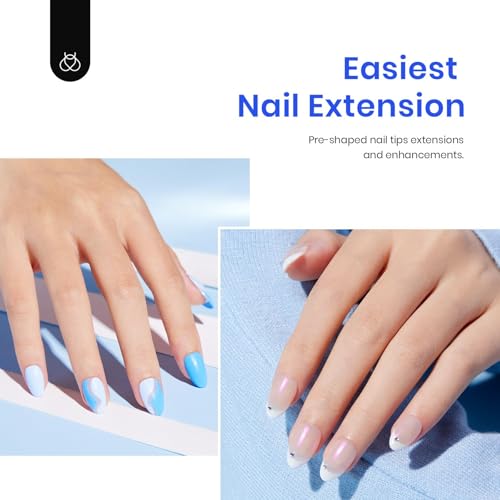 Beetles Gel Nail Kit - 500 Extra Short Almond Tips with UV Lamp