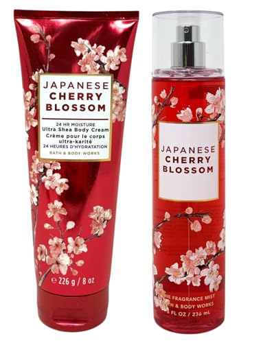 Bath & Body Works Japanese Cherry Blossom Fine Fragrance Mist & Body Cream Set