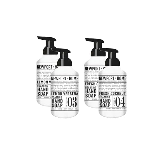 Newport Home Foaming Hand Soap 4 pack, 20oz bottles, Lemon Verbena and Fresh Coconut scents, from Home and Body Company
