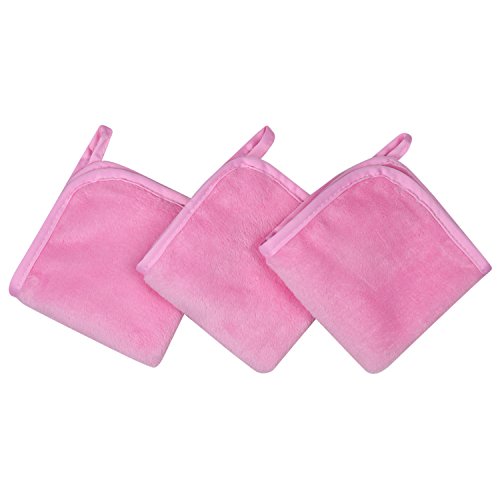 Lifaith Microfiber Makeup Removal Cloths Ultra Soft Facial Cloths, Pack Of 3, 12 x 12-Inch, Pink