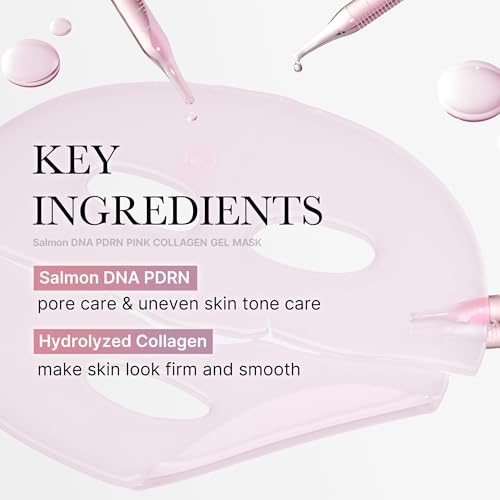 medicube Salmon DNA PDRN pink collagen jelly gel mask | overnight face mask for glass glow skin- elasticity, hydrating, firming and moisturizing | korean skincare, 28g, 4ea