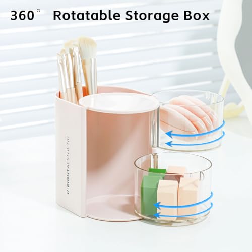 FABROK 2-Layer Rotatable Clear Hair Accessories Organizer - Pink