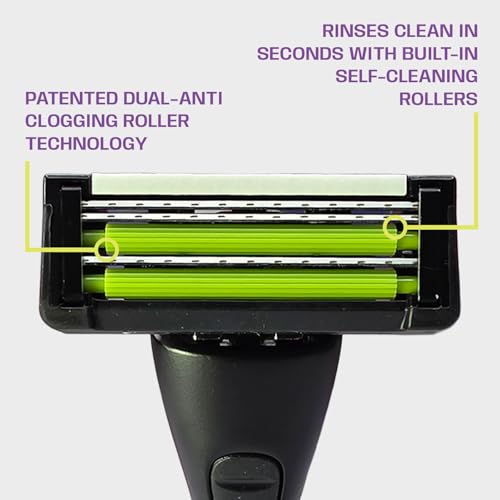 Anti-Clogging Razor Cartridge with Patented Dual Roller System ? Triple Blade, Easy-Rinse Design, 1 Handle 3 Refills ? YES! Your Epic Shave