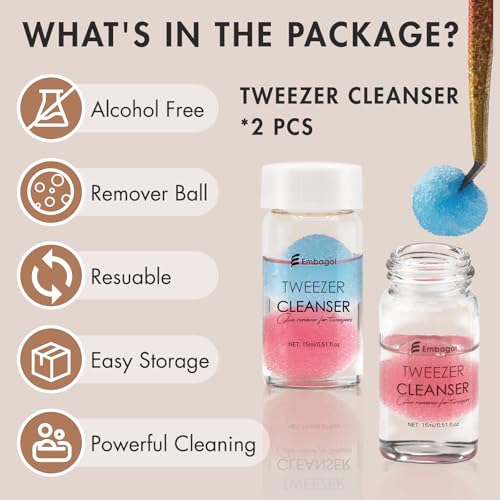 Tweezers Cleanser for Eyelash Extensions - Glue Remover, 2 Bottles