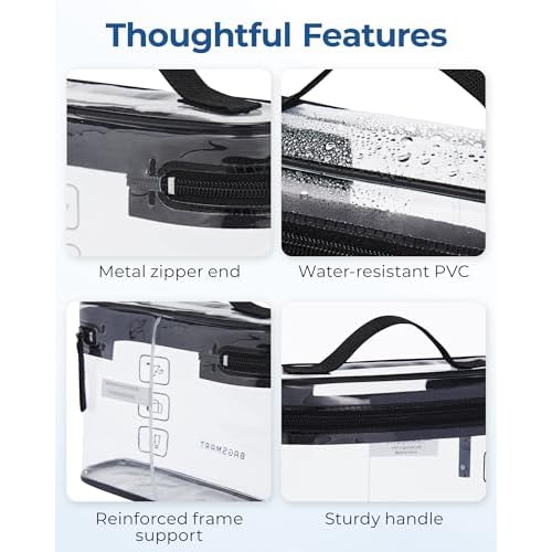 BAGSMART TSA Approved Toiletry Bag, 2 Pack Clear Makeup Cosmetic Bag Organizer, Quart Size Travel Bag for Toiletries, Carry-on Travel Accessories Essentials, Black-2pcs