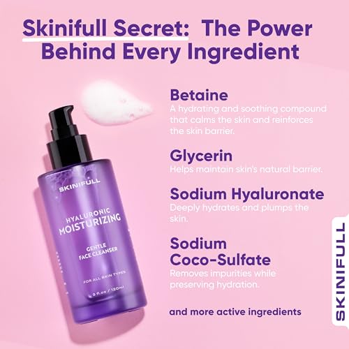 Gentle Hydrating Face Cleanser | For Oily to Sensitive Skin | Non-Comedogenic | with Sodium Hyaluronate & Betaine | Glass Bottle, Travel size | Lightly Foaming