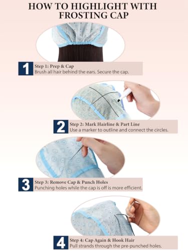 YOOVR Blue 16-in-1 Hair Highlight Kit with 8 Highlight Caps & Metal Hooks