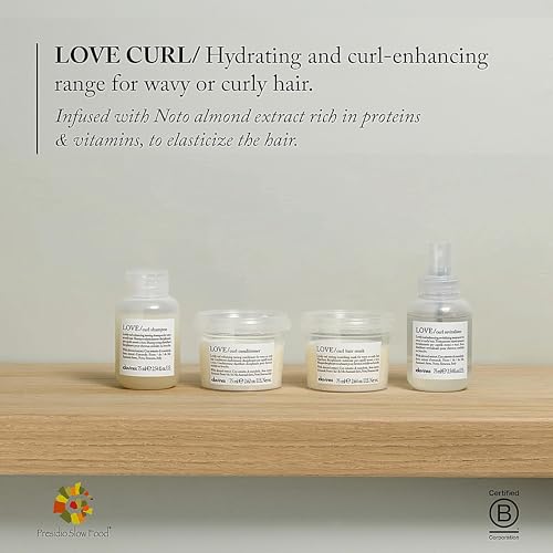 Davines LOVE Curl Shampoo, Enhancing Volume Taming Gentle Formula for Wavy and Curly Hair - Softens, Hydrates, and Boosts Curl Elasticity with Almond Extract, Travel Size, 2.54 Fl Oz
