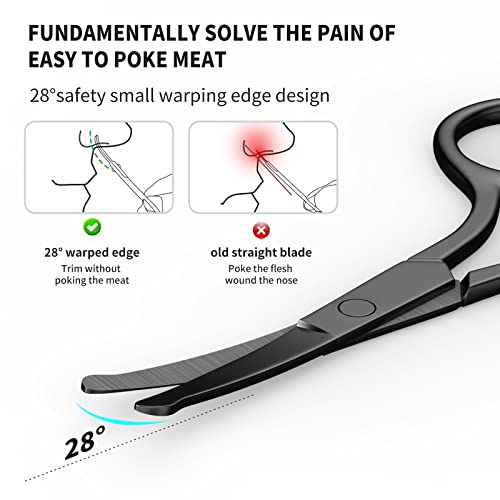 AsonTao Small Nose Hair Scissors Black Stainless Steel Round Tip Safety Eyebrow Tool
