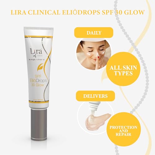 Lira Clinical Eli?Drops SPF 30 Glow - 1 fl oz - 16% Zinc Oxide Physical Sunscreen for Face - UVA/UVB/HEV Broad Spectrum & Reef Safe Sunscreen Serum - for All Skin Types