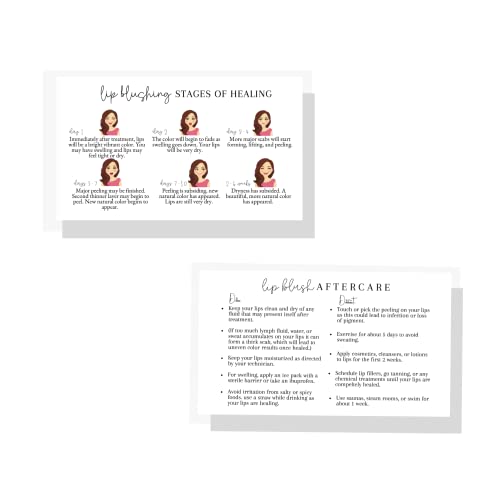 Lip Blush Aftercare Instruction Cards | 50 Pack Business Card Size