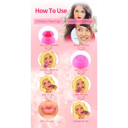 Lip Plumper Device with Silicone Brush - Natural Lip Enlargement Tool