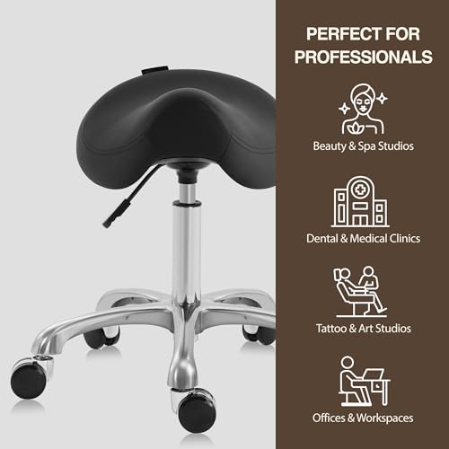 Ergonomic Saddle Stool with Pneumatic Lift & Wheels
