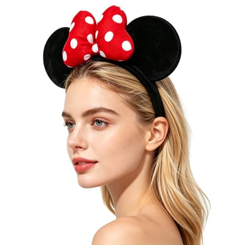 Handmade Polka Dot Bow Mouse Ears Headband for Women