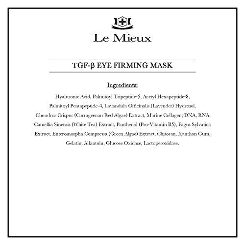 Le Mieux TGF-B Eye Firming Mask - Triple Growth Factor Serum Eye Patches for Visible Puffiness, Fine Lines & Dark Circles with Red & Green Algae, Hyaluronic Acid, Peptides (4 Masks)