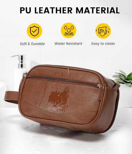 Vorspack PU Leather Toiletry Bag for Men - Water Resistant