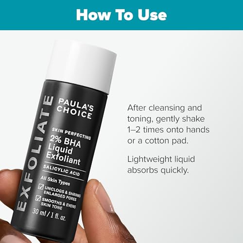 Paula's Choice SKIN PERFECTING 2% BHA Liquid Exfoliant, Salicylic Acid Facial Exfoliator for Enlarged Pores, Travel Size 1oz & CLINICAL 1% Retinol Treatment Cream for Anti-Aging & Wrinkles, 0.17oz