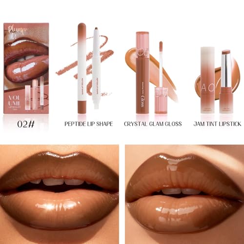 3-Piece K-Beauty Lip Combo Set with Liner, Balm & Gloss